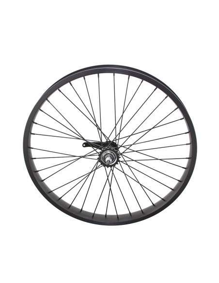 26 x 45mm Alloy Coaster Wheel 36 Spoke 12gBlack 3/8 Axle Double Wall Black.